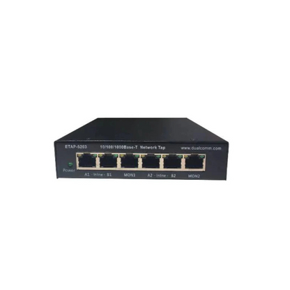 Dualcomm Dual-Link/Dual-Mode Failsafe 10/100/1000Base-T ETAP-5203 Network TAP Frontansicht